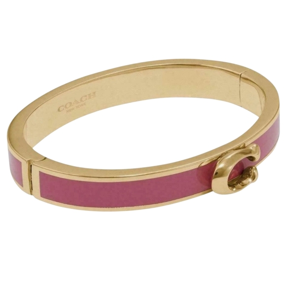COACH HINGED BANGLE BRACELET ROSE GOLD, SILVER, GOLD/PINK, /BLACK, OR /MAUVE - Picture 4 of 6
